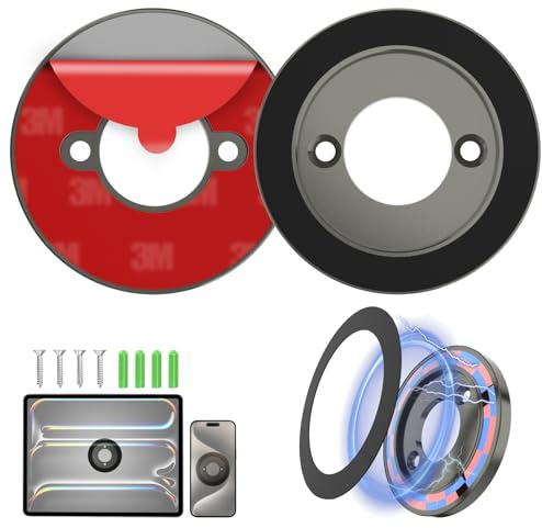 Charchendo Magnetische Metall-Tablet-Wandhalterung [starker Schwammkleber], Bohrsockel Tablet-Halterung mit rutschfestem Silikon, kompatibel mit 4-13 Zoll iPad Pro/Air/Mini, iPhones, Galaxy Z, E-Book