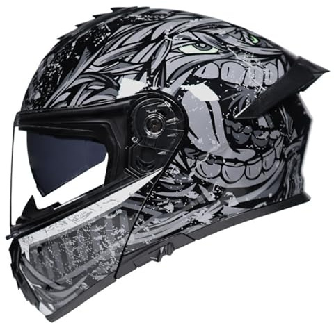 Motorradhelm Klapphelm Integralhelm DOT/ECE-Zugelassener Verkehrssicherheit Robuster Leiser Motorrad Helm Rollerhelm Sturzhelm mit Doppelvisier Sonnenblende Damen Herren Erwachsene