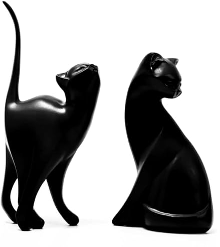 Skulptur Deko Modern Wohnzimmer, Skulpture Dekoration Wohnzimmer, Statue bücherregal Deko für Regal, Tisch Deko Büro Dekoration Wohnung Modern Sculpture, Katzen Schwänze Schmuck Organisator (schwarz)