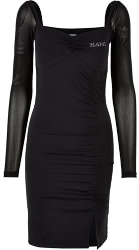Karl Kani Damen KW231-022-1 KK Small Retro Satin Long Sleeve Dress Black Black, XS