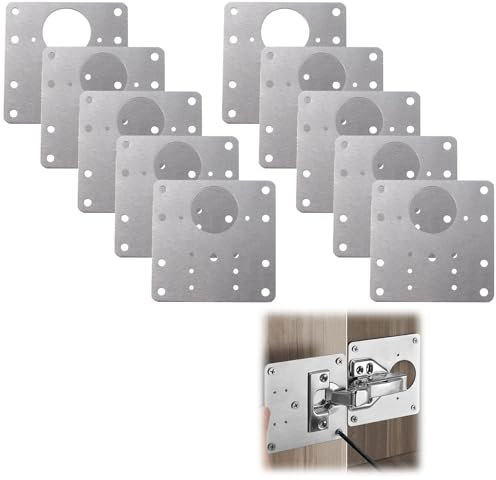 Placa de reparación de bisagras, 10 unidades, acero inoxidable, 9 x 9 cm, con tornillos, pieza de reparación para placa de bisagra lateral, placa de reparación de puerta de armario, placa de