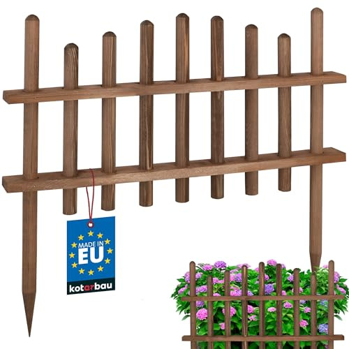 KOTARBAU® Gartenzaun aus Holz - 60 cm - Beeteinfassung - Beetumrandung - Holz Zaun für Garten - Steckzaun - Beetbegrenzung - Holzzaun - imprägniertes Kiefernholz - Wenge