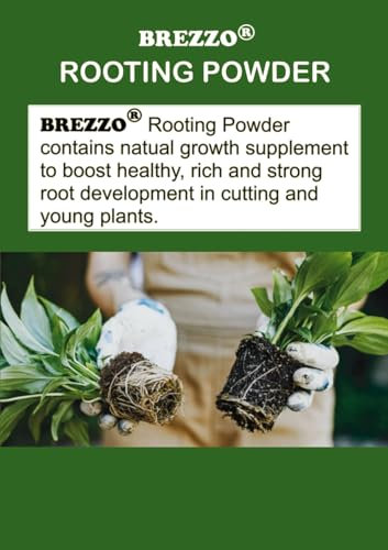 Brezzo Rooting Powder for Cuttings and Young Plants, Natural Growth Supplement Strong and Healthy Rooting for cuttings (dissolve in 500ml water equals to 10 bottles of 50g similar products) 1 pack