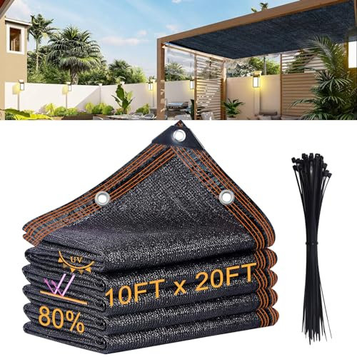Lianxuia Tela de sombra de jardín de 3 x 6 m, 80% lona de malla negra con ojales reforzados, material HDPE para invernadero, jardín, planta de patio, gallinero, patio, pérgola