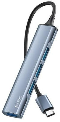 Yesido HB17 4-in-1 Typ-C USB Hub Adapter - High-Speed USB 3.0 Hub mit 4 Ports, Datentransfer & Ladekonverter für Laptops, Tablets und Smartphones - Blau