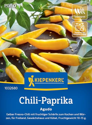 Kiepenkerl Chili-Paprikasamen Agudo 1032680 – Einjährig - fruchtige Schärfe - für Freiland, Kübel & Gewächshaus - Samen Gemüse, Gemüse Pflanzen, Saatgut