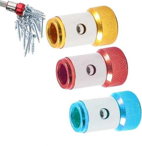 Spicanalogy Screwdriver Head Magnetic Ring,Universal Magnetizer for Drill,Magnetic Screw Holder,Magnetic Screw Ring, Fixtures for Nails and Drill Bits (Blue+Red+Yellow)