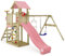 Wickey Spielturm Klettergerüst MultiFlyer Light, Schaukel & pastellpinker Rutsche, Outdoor Kinder Kletterturm mit Sandkasten, Leiter & Spiel-Zubehör für den Garten