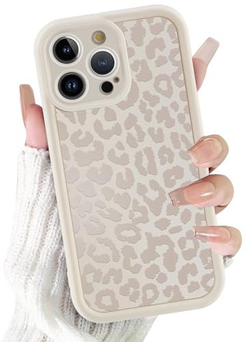 ZhuoFan Cover per iPhone 13 Pro Max 6,7”, Aesthetic Leopardata Motivo Custodia Bianco Opaca Protezione della fotocamera Morbida Leggera Silicone Antiurto AntiGraffio TPU Bumper Protettiva Case, 07