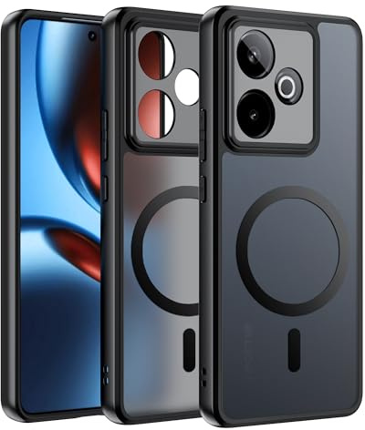 Effcotuo Magnetisch Hülle für Realme GT 7/ GT 7T 5G Case [Kompatibel mit MagSafe] Flexibles Silikon + Mattiertes Acryl-Schutzhülle Vollständiger Magnet Durchscheinende Matt Handyhülle Case
