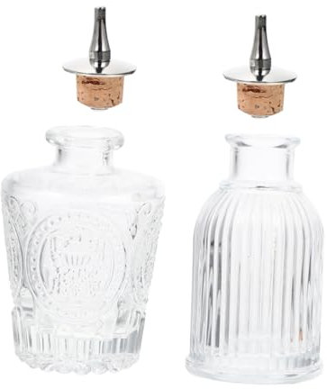 OUNONA 2 pièces Bouteilles à Amers Rétro Verre de Contenants Décoratifs pour Vin et Bar Bouteilles de Stockage Élégantes avec Bouchon
