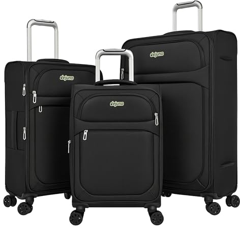 World Traveler Dejuno Cirrus 3-teiliges leichtes erweiterbares Spinner-Gepäck-Set, Schwarz, 3-Piece Set(20in,26in,30in), Dejuno Cirrus 3-teiliges leichtes erweiterbares Spinner-Gepäck-Set