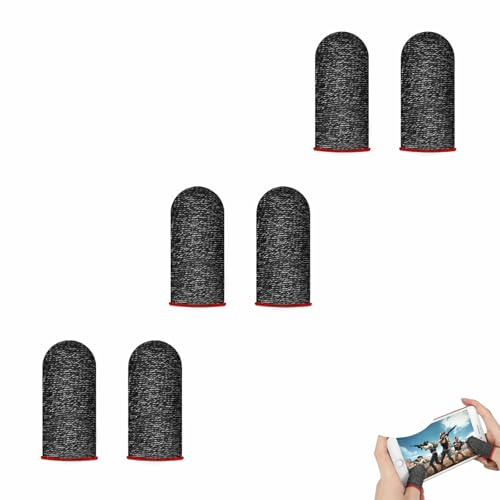 6 Pcs Mobile Gaming Finger Sleeves Hochempfindliche Anti-Schweiß Gaming | Handschuhe Hochwertige Carbonfaser Fingerhüllen für Mobilgerät Touchscreen