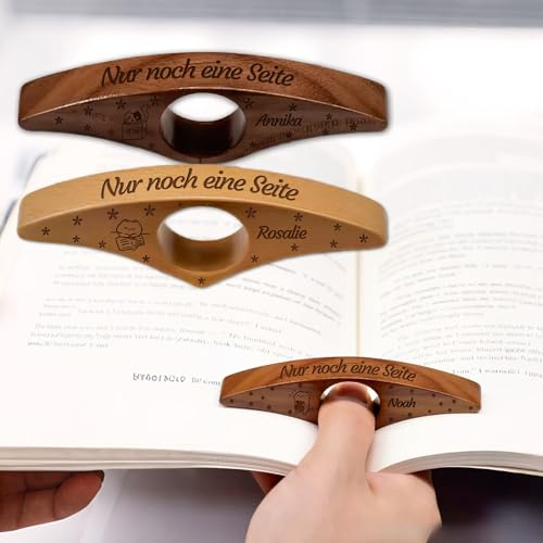 LJSCQF Personalisierter Buchseitenhalter Holz, Daumen Lesezeichen mit Namen, Bücher Lesen Zubehör Lesezubehör Geschenke für Eltern Buchliebhaber und Lehrer Weihnachten