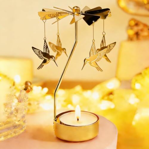 Geschenke zum Muttertag für Mama, drehbarer Kerzenhalter, rotierender Karussell-Teelichthalter, einzigartiges Geburtstagsgeschenk für Frauen, Mama, Schwester, Weihnachten, Valentinstag (Hummingbird)
