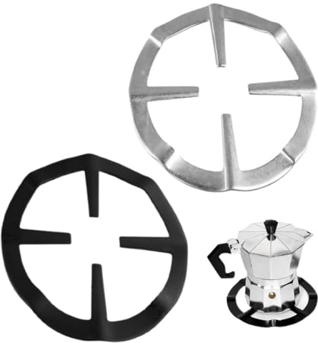 UIEXEA Riduttore Fornello Gas in Ghisa, 2 Pezzi Accessorio Cucina, Supporto per Moka, Adattatore per Caffettiera e Pentole Piccole