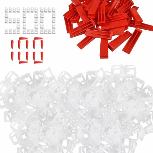 600 PCS Tiles Leveler Spacer Clips 2mm Set | 500 Tile Spacer Clips,100 Reusable Wedges,Tile Installation Tool for Stone and Floors