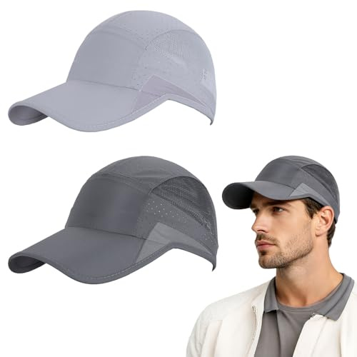 Youkly Laufmütze für Damen und Herren, 2 Stück Atmungsaktive Baseballmütze | Leichte Sommermütze mit Verstellbarem Verschluss für Training, Joggen und Golf