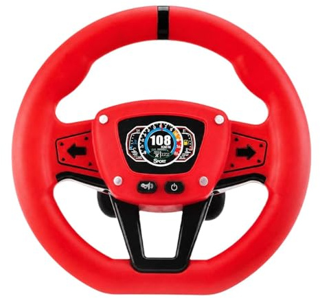 Viahsen Steering Wheel Simuliert Kinderlenkrad Elektronisch Lerncontroller mit Verschiedenen Fahrzeuggeräuschen Kreativitätsfördernd für Gruppenaktivitäten in, Rot