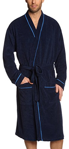 Schiesser Herren Bademantel Reisemantel, Blau (815-navy), 48 EU
