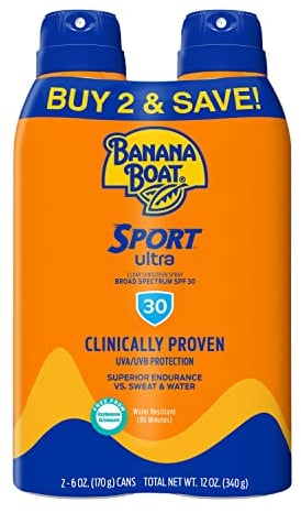 Banana Boat Ultra Mist Sport Performance Broad Spectrum Sun Care Twin Pack Sunshine Screen Spray – SPF 30, 6 Ounce by Banana Boat