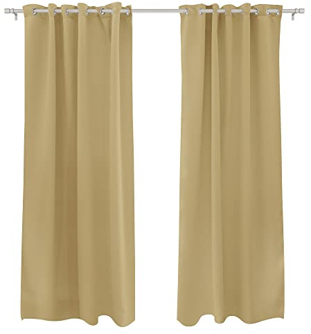Victoria M. Aurora Verdunkelungsvorhang Blickdicht, Thermovorhang, Ösenvorhang, Schallschutz Vorhang 140 x 245cm, Creme, 2er Pack