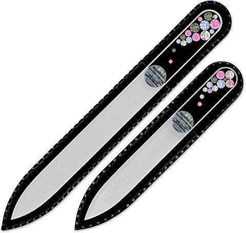 Glasnagelfeile - Mont Bleu Set bestehend aus 2 Glasnagelfeilen von Hand dekoriert mit Swarovski Elements - Geschenk für Frauen, Freundin, Mutter - Geburtstags geschenke für Mama, Frau, Freundin