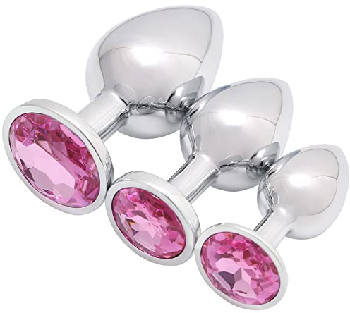 Akstore 3 Pcs Luxury Jewelry Design Fetish Anal Butt Plug(Pink)