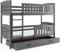 Interbeds Etagenbett Hochbett QUBA 90x200 Kinderbett mit Lattenroste, Matratzen und Schublade (grau + grau)