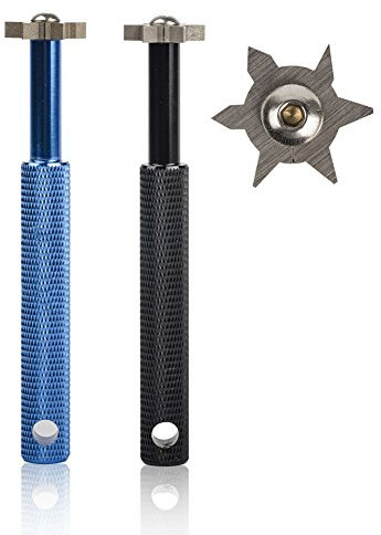 HIFROM Rillenschärfer mit 6 Köpfen – Golfschläger-Rillenschärfer und Reiniger für alle Eisen, Pitching Sand Lob Gap und Approach Wedges und Utility Clubs (schwarz + blau)
