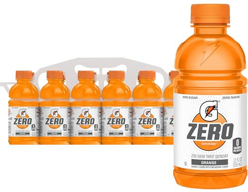 Gatorade Thirst Quencher Zero Sugar Sports Drink, Orange, 12oz Bottles, 12 Pack, Electrolytes for Rehydration