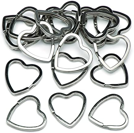 Baker Ross Anneau Fendu en Forme de Cœur - Lot de 20, Porte Clé Mousqueton (AW684)