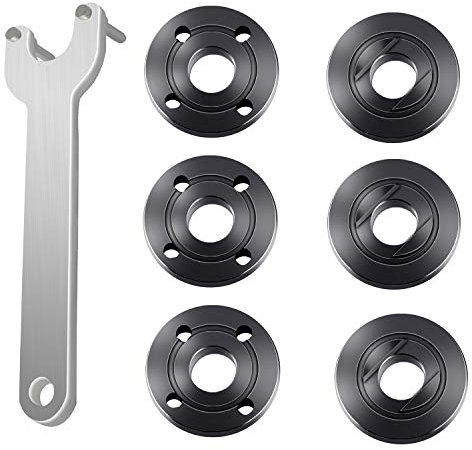 7PCS Angle Grinder Nut and Wrench Kit 5/8-11 Flange Lock Nut Compatible with Dewalt Milwaukee Makita Ryobi Bosch Metabo Black Decker 4.5 5 Inch Grinder Parts Replacement