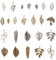PandaHall 96pcs 14 Arten tibetische Legierungs-Baum-Blatt-Charme-Anhänger-Blatt-Niederlassungs-Korn-Charme für die DIY Armband-Halsketten-Schmucksachen, antikes Bronzesilber