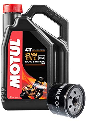 Motul Duo Motorrad Ölwechsel Service 7100 4T 15W-50 Synthetik 4 Liter + OC11 Ölfilter