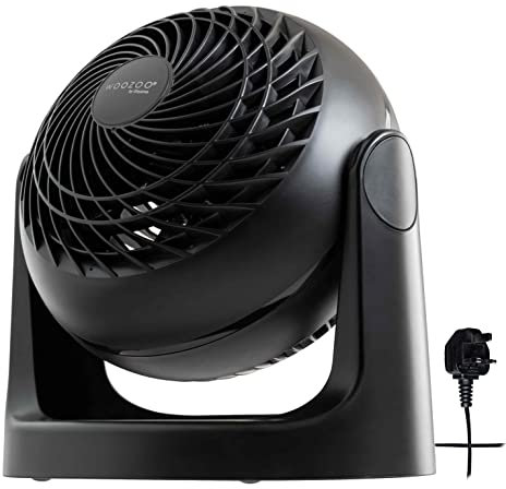 Iris Ohyama Woozoo, PCF-HE15 - Powerful and Quiet Table Fan - 30 W - with Patented 3D Impellers - 360° Rotation - 3 Speeds - For Areas up to 13 m² - Black