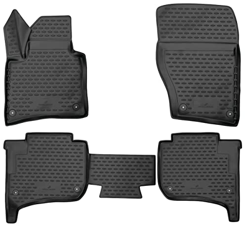 WALSER XTR Gummi Fussmatten Auto für VW Touareg II, Zweizonen-Klimaanlage 2010-2018, 100% passgenaue Auto Fußmatten, robuste Universal Fußmatte Auto, Gummimatten Auto, Auto Fussmatten Gummi