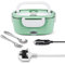 homeasy Electric Lunch Box, 80W 3 in 1 Food Heater Warmer 1.5L Removable Food-Grade Stainless Steel Container Portable for Car, Office, School and Home Use 220V/12V/24V (Mint Green)