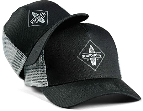 Soulbuddy Trucker Cap Herren Trucker Cap Kinder – 2er-Set Familien Outfit Set – Geschenk Vatertag – Vatertagsgeschenk – Vater Sohn Partnerlook – Schwarz-Grau – One Size und Kids M