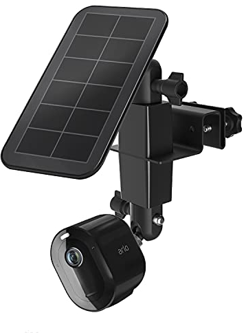 2-in-1 Dachrinnenhalterung für Arlo Solarpanel/Arlo Pro 3/Arlo Ultra/Arlo Ultra 2/Arlo Essential/Arlo Pro 4/eufyCam Outdoor-Halterung Zubehör für Arlo pro 4 und Arlo Solarpanel (Schwarz, 1 Stück)