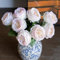DUYONE Hellrosa, 4 Stück künstliche Blumen für Dekoration, Heimdekoration, echte Haptik, künstliche Blumen, Austin-Rose, Pfingstrose, Latex, Wohnzimmer, lebendige rosa Rosen, Pfingstrosen