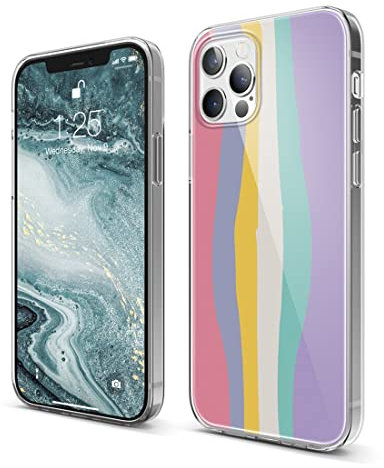 Yoedge Trasparente Custodia per Apple iPhone 12 Pro Max 6,7, Morbido Silicone TPU Bumper Antiurto con Disegni, Originale Case Sottile Antipolvere Antiscivolo Cover per iPhone 12 Pro Max, Rosa Viola