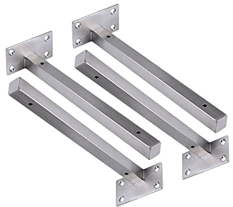 4 Stück Edelstahl Silber Regalhalterungen Industrielle Regalwinkel Schwerlast Regalträger Quadratische Rohre Wandkonsole, mit Schraube