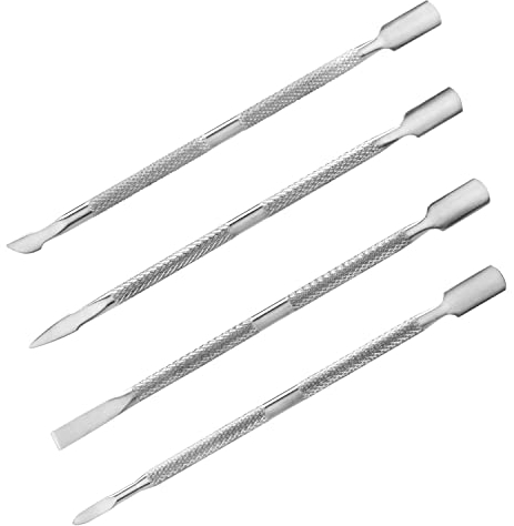 4 piezas Empujador de cutículas y recortador de cutículas, herramienta removedora de cutículas de acero inoxidable para exfoliación de uñas y uñas de Gel