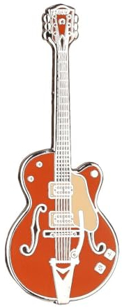 Pin’s Guitare Geepins | Magnifique Broche Miniature Gret OR | 52 mm | À Porter sur un Sac à Dos, une Chemise, une Veste, un Revers, ou un Chapeau | Présenté dans Très Joli Étui à Guitare