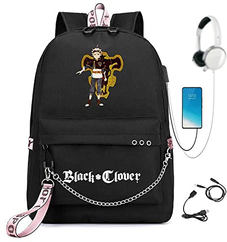 Anime Black Clover Schulrucksack Cartoon Lässiger Tagesrucksack Asta Tagesrucksack Student-Laptop-Tasche College-Tasche