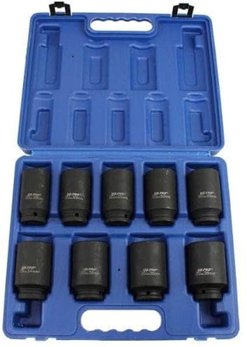 US PRO Tools 9pc 1/2 Dr 12pt Deep Impact Hub Nut Sockets 29mm to 38mm 3688