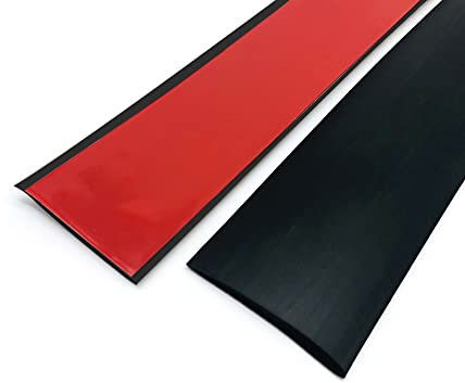 Yontree, Self Adhesive Flat Threshold Strip, PVC Rubber Flat Door Bar Stick-Down Transition Strip Flooring Edge Trim Joining Strip for Tile/Wood/Laminate/Joins Gap (Black/5CM/1M) (AM-5835)