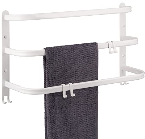 bremermann Wand-Handtuchhalter, 3 gestufte Ablagen, Handtuchstange zur Wandmontage (weiß)
