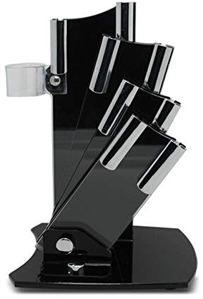 5-Pieces Set Knife Stand, Ceramic Knife Peeler High Grade Acrylic Knife Holder Black